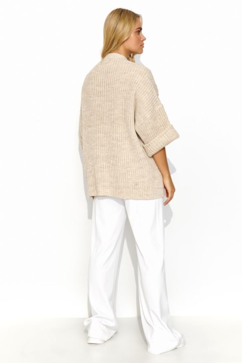 Sweter Kardigan Model S145 Beige Melange - Makadamia Makadamia Sweter Kardigan Model S145 Beige Melange - Makadamia Makadamia