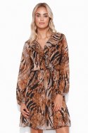Sukienka Model M763 Szyfon 38 - Makadamia Makadamia Sukienka Model M763 Szyfon 38 - Makadamia Makadamia