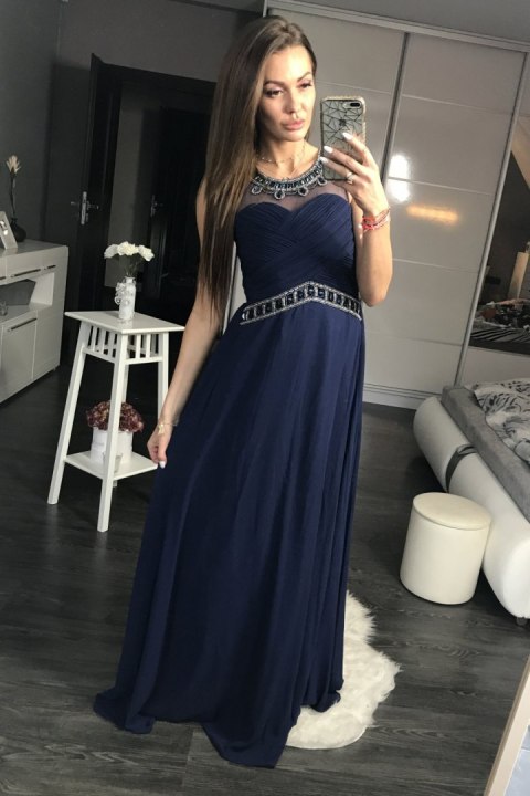 Sukienka Wieczorowa Model 17771 Navy - YourNewStyle YourNewStyle Sukienka Wieczorowa Model 17771 Navy - YourNewStyle YourNewStyle