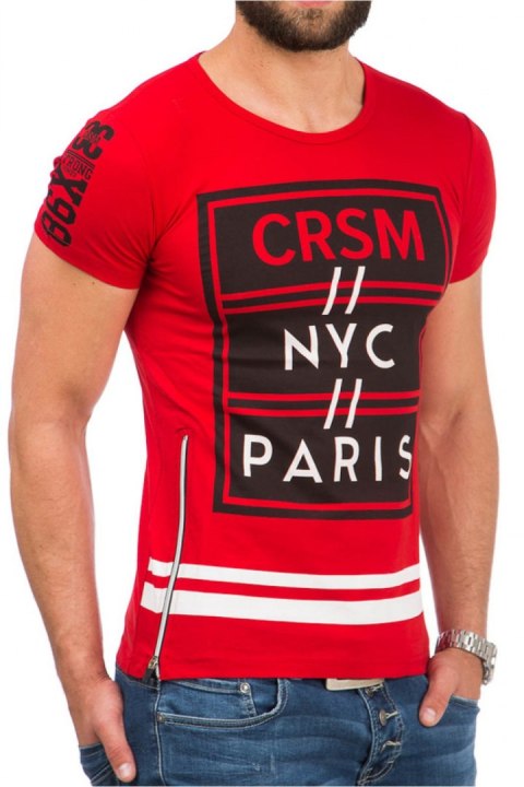 Tshirt Męski Model 17189 Red - YourNewStyle YourNewStyle Tshirt Męski Model 17189 Red - YourNewStyle YourNewStyle