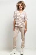 Bluzka Model T393/12 White/Beige Paski - Tessita Tessita Bluzka Model T393/12 White/Beige Paski - Tessita Tessita