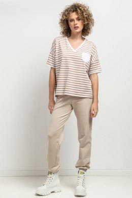 Bluzka Model T393/12 White/Beige Paski - Tessita Tessita