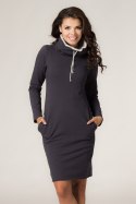 Sukienka model Kaja Dark Gray/White - Tessita Tessita Sukienka model Kaja Dark Gray/White - Tessita Tessita
