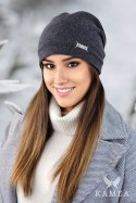 LEONORA damska czapka wełniana z cyrkoniami kolor grafitowy - Kamea Kamea LEONORA damska czapka wełniana z cyrkoniami kolor grafitowy - Kamea Kamea
