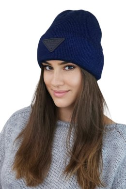 NAOMI beanie czapka zimowa z aplikacją kolor granatowy - Kamea Kamea