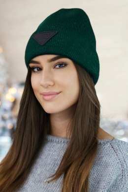 NAOMI beanie czapka zimowa z aplikacją kolor zielony - Kamea Kamea