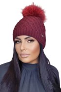 SHAKTI-natural pompon czapka damska kolor bordowy - Kamea Kamea SHAKTI-natural pompon czapka damska kolor bordowy - Kamea Kamea