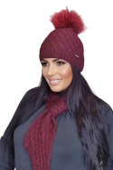 SHAKTI-natural pompon czapka damska kolor bordowy - Kamea Kamea SHAKTI-natural pompon czapka damska kolor bordowy - Kamea Kamea