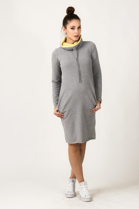 Sukienka Model Kaja 8 Light Grey/Yellow - Tessita Tessita Sukienka Model Kaja 8 Light Grey/Yellow - Tessita Tessita