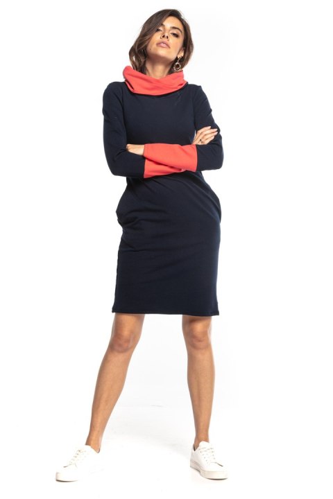 Sukienka Model T360/5 Navy/Coral - Tessita Tessita Sukienka Model T360/5 Navy/Coral - Tessita Tessita
