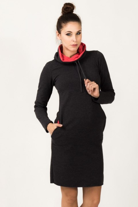 Sukienka model Kaja Dark Gray/Coral - Tessita Tessita Sukienka model Kaja Dark Gray/Coral - Tessita Tessita