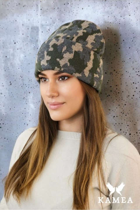 VENTURA zimowa czapka moro beanie kolor grafitowy - Kamea Kamea VENTURA zimowa czapka moro beanie kolor grafitowy - Kamea Kamea