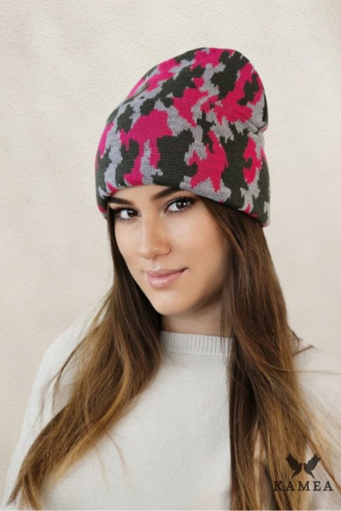 VENTURA zimowa czapka moro beanie kolor szary - Kamea Kamea VENTURA zimowa czapka moro beanie kolor szary - Kamea Kamea