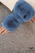 ASTER-mitenki, rękawice bez palców eco futro mięciutkie jak szynszyl kolor jeans - Kamea Kamea