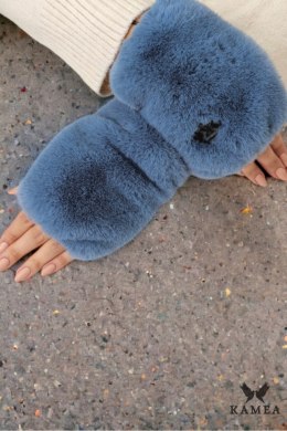 ASTER-mitenki, rękawice bez palców eco futro mięciutkie jak szynszyl kolor jeans - Kamea Kamea