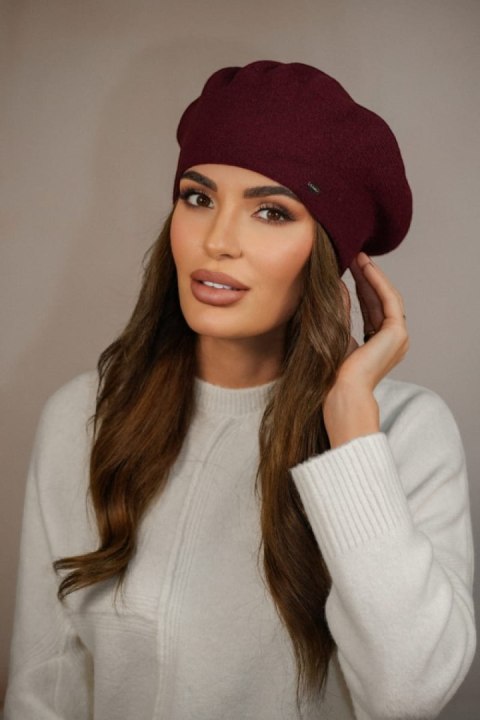 Beret Damski Zimowy Wełniany Kolor Bordo - Kiang - Kamea Kamea Beret Damski Zimowy Wełniany Kolor Bordo - Kiang - Kamea Kamea