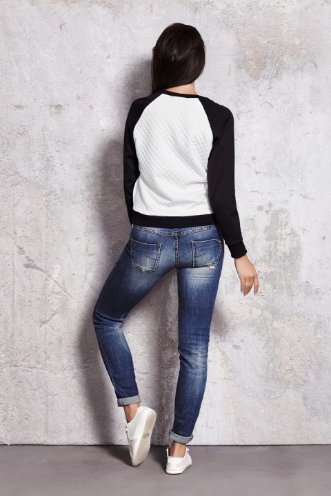 Bluza Damska Model M017 Ecru/Black - Infinite You Infinite You Bluza Damska Model M017 Ecru/Black - Infinite You Infinite You
