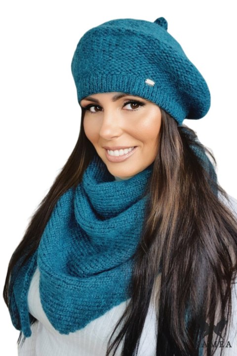 OFELIA zimowy beret damski kolor turkusowy - Kamea Kamea OFELIA zimowy beret damski kolor turkusowy - Kamea Kamea