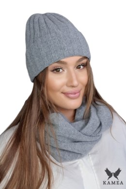TAHIRA wełniana czapka damska kolor srebrny - Kamea Kamea