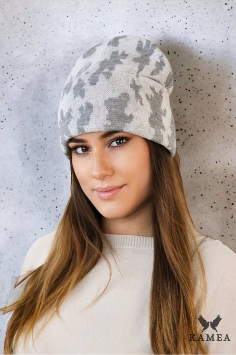 VENTURA zimowa czapka moro beanie kolor biały - Kamea Kamea VENTURA zimowa czapka moro beanie kolor biały - Kamea Kamea