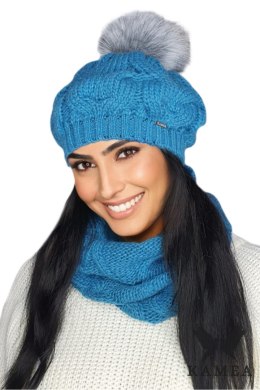 ZITA-KOMPLET damski beret z kominem zimowy kolor turkusowy - Kamea Kamea