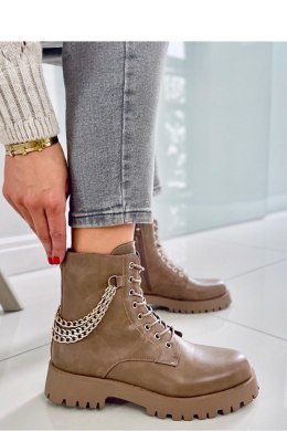 KB9393 Botki glany z łańcuszkami TOKIO KHAKI - Inello Inello
