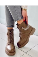 KB9393 Botki glany z łańcuszkami TOKIO KHAKI - Inello Inello KB9393 Botki glany z łańcuszkami TOKIO KHAKI - Inello Inello
