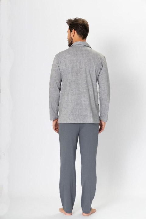 Piżama Męska Model Ambroży 196 Grey Melange - M-Max M-Max Piżama Męska Model Ambroży 196 Grey Melange - M-Max M-Max