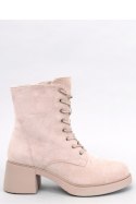 Botki sznurowane na obcasie MAYFIELD BEIGE - Inello Inello