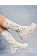Oficerki z elastyczną cholewką RHEA BEIGE - Inello Inello Oficerki z elastyczną cholewką RHEA BEIGE - Inello Inello