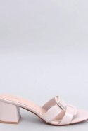 Sandał Klapki na obcasie eleganckie LAFAR BEIGE - Inello Inello Sandał Klapki na obcasie eleganckie LAFAR BEIGE - Inello Inello