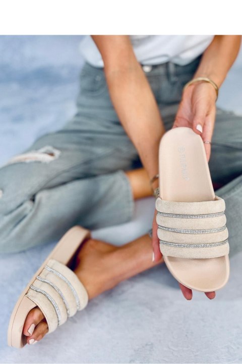 Sandał Klapki z cyrkoniami LYNNE BEIGE - Inello Inello Sandał Klapki z cyrkoniami LYNNE BEIGE - Inello Inello