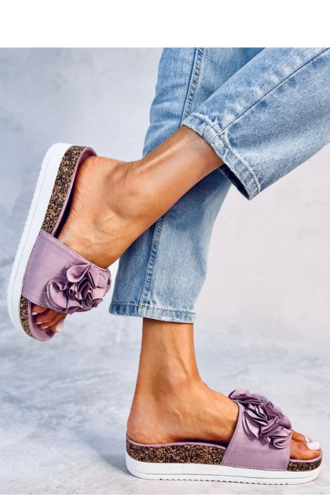 Sandał Klapki z kwiatami RIZZO PURPLE - Inello Inello Sandał Klapki z kwiatami RIZZO PURPLE - Inello Inello