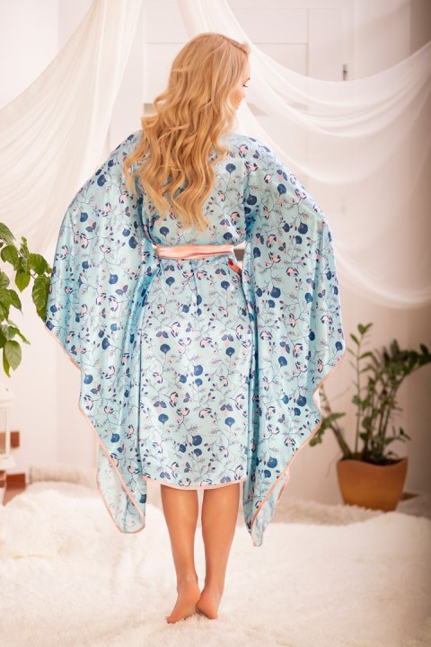 Szlafrok Model Hulhule satyna druk Blue - Kalimo Kalimo Szlafrok Model Hulhule satyna druk Blue - Kalimo Kalimo