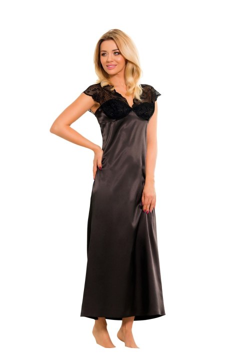 Koszulka nocna Halka Model Mactan satyna Black - Kalimo Kalimo Koszulka nocna Halka Model Mactan satyna Black - Kalimo Kalimo