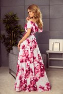 Sukienka Model 194-2 Pink Flowers - Numoco Numoco Sukienka Model 194-2 Pink Flowers - Numoco Numoco