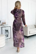 Sukienka Model 520-1 Violet Flowers - Numoco Numoco Sukienka Model 520-1 Violet Flowers - Numoco Numoco