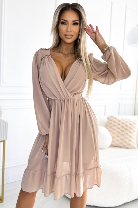 Sukienka Model Mila 538-1 Beige - Numoco Numoco Sukienka Model Mila 538-1 Beige - Numoco Numoco