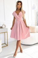 Sukienka Model Scarlett 348-9 Powder Pink - Numoco Numoco Sukienka Model Scarlett 348-9 Powder Pink - Numoco Numoco