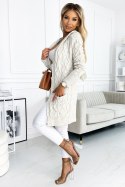 Sweter Kardigan Model 491-1 Beige Warkocz - Numoco Numoco Sweter Kardigan Model 491-1 Beige Warkocz - Numoco Numoco
