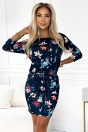 Sukienka Model 13-160 Flowers/Navy - Numoco Numoco Sukienka Model 13-160 Flowers/Navy - Numoco Numoco