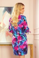 Sukienka Model 323-1 Blue/Pink/Flowers - Numoco Numoco Sukienka Model 323-1 Blue/Pink/Flowers - Numoco Numoco
