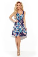 Sukienka Model 377-2 Pink Flowers/Navy - Numoco Numoco Sukienka Model 377-2 Pink Flowers/Navy - Numoco Numoco