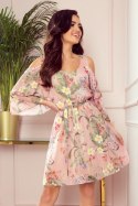 Sukienka Model Marina 292-1 Pink Flowers - Numoco Numoco Sukienka Model Marina 292-1 Pink Flowers - Numoco Numoco