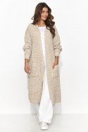Sweter Kardigan Model NU_S99 Beige Melnage - Numinou Numinou Sweter Kardigan Model NU_S99 Beige Melnage - Numinou Numinou