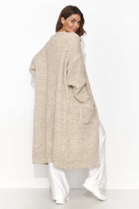 Sweter Kardigan Model NU_S99 Beige Melnage - Numinou Numinou Sweter Kardigan Model NU_S99 Beige Melnage - Numinou Numinou