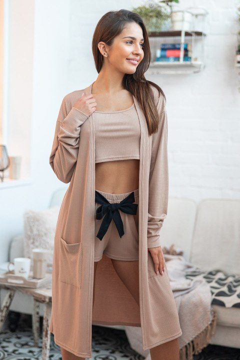 Szlafrok Kardigan Model Laida Beige - Sensis Sensis Szlafrok Kardigan Model Laida Beige - Sensis Sensis