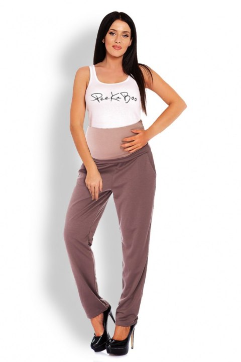 Spodnie Ciążowe Model 1276 Cappuccino - PeeKaBoo PeeKaBoo Spodnie Ciążowe Model 1276 Cappuccino - PeeKaBoo PeeKaBoo