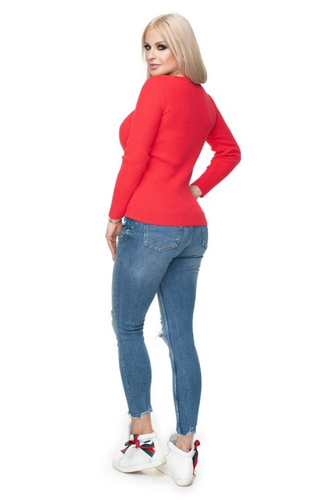 Sweter Damski Model 70021 Coral - PeeKaBoo PeeKaBoo Sweter Damski Model 70021 Coral - PeeKaBoo PeeKaBoo