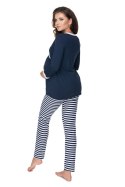 Piżama Ciążowa Model 0150 Navy/White - PeeKaBoo PeeKaBoo Piżama Ciążowa Model 0150 Navy/White - PeeKaBoo PeeKaBoo